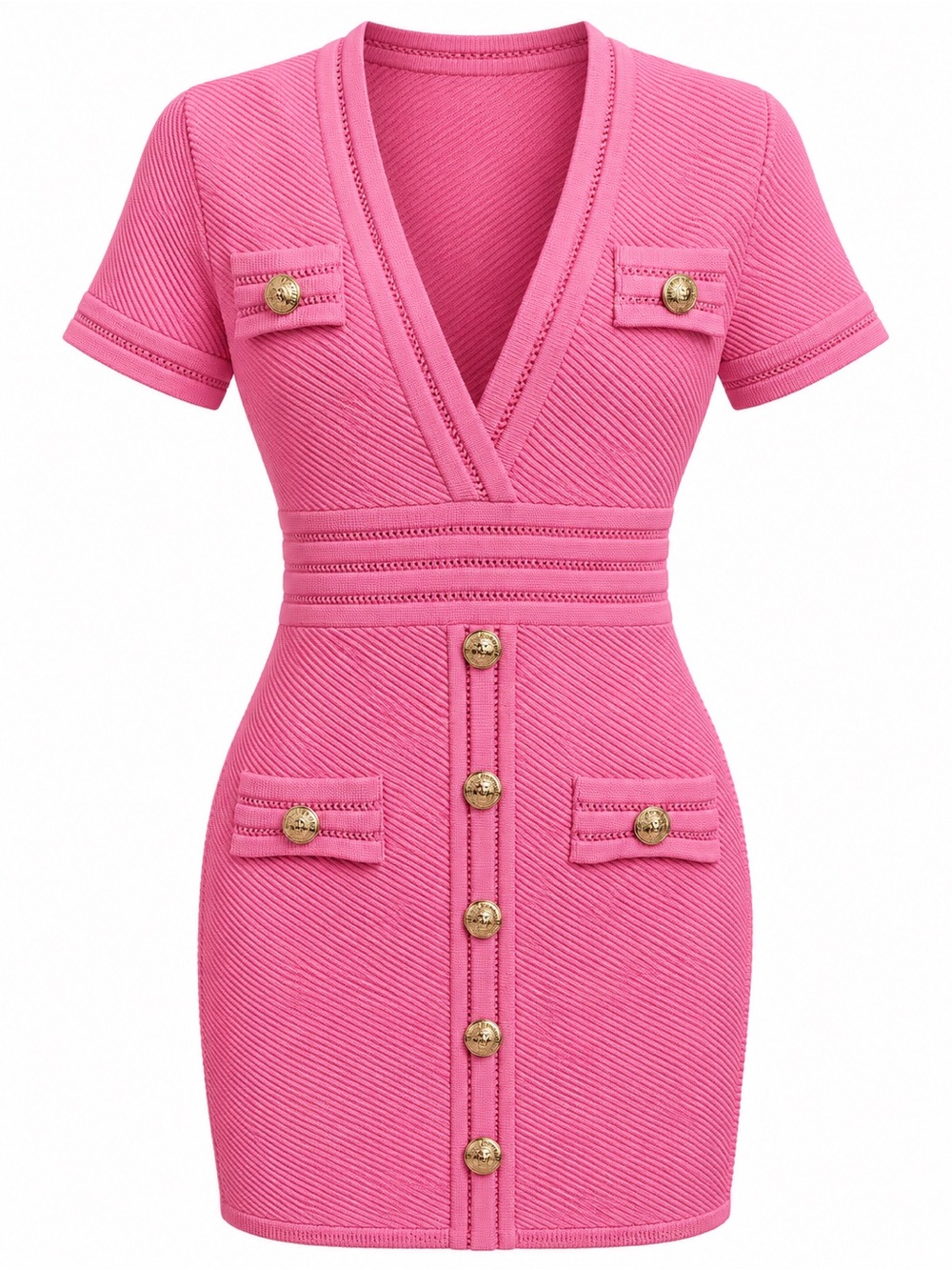 Bella Barnett Dress Size L Pink Knitted Short Sleeve Mini